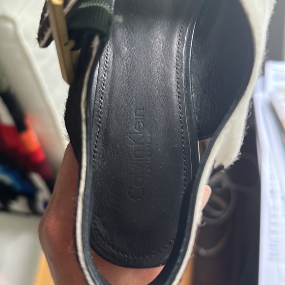 Extremely rare wooden platform cowhide vintage Calvin Klein collections shoes - Picture 2 of 2